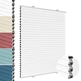 Allesin Wabenplissee ohne Bohren Verdunklung Thermo Doppelplissee Klemmfix Zweifarbig Weiß-weiß 40x120 cm (BxH) 100% Blickdicht, Sonnenschutz & Schallschutz Plisseerollo für Fenster & Tür