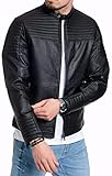 JACK & JONES Herren Kunstlederjacke - Biker Jacke schwarz (Schwarz (Black Fit:one), M)