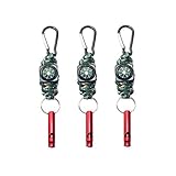 Survival Schlüsselanhänger Überlebenspfeife Paracord mit Karabinerhaken Survival-Kompass überleben-Paracord Multi-Werkzeug-Survival für Wandern Outdoor-Aktivitäten Survival Camping Pfeife 3 Stück