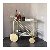 Aufbewahrungswagen, stilvoller Bar-Servierwagen mit Zwei Ebenen aus Glas und Metall mit Rädern, modern für Kaffee/Wein, Inselregal, funktionaler Küchen-Barwagen zum Aufbewahren und Servieren