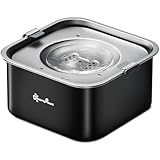 DownyPaws Wassernapf Hund ohne Sabbern für kleine und mittlere Hund, 3L Wassernapf Hund Anti-Verschluck-Wasser, aus 304 Edelstahl, Verhindert Tropfen, Hält den Boden trocken und hygienisch, Schwarz