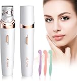 Epilierer für Frauen, 2 in 1 Gesichtshaarentferner für Frauen, 2 Ersatzköpfe Kabelloser Elektrischer Gesichtsrasierer Damen mit LED-Licht, Haarentfernungsgerät für Gesicht, Achselhöhle, Bein