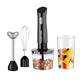 Russell Hobbs Stabmixer [3in1 Handmixer] elektrischer Zerkleinerer (Küchenmaschine mit 3 Aufsätzen f.Babynahrung,Smoothies,Suppen,2 Geschwindigkeiten+Impuls,Edelstahl,BPA-frei) Matte Charcoal 27141-56