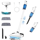 Anluomafuy Akku Staubsauger mit Wischfunktion, Stabstaubsauger beutellos mit Anti-Tangle-Bodenbürste, 2-in-1 Staubsauger kabellos für Zuhause, für Hartböden Teppich Tierhaare und Auto