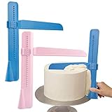 Kuchen schaber zum Auftragen von Zuckerguss auf Kuchen，Einstellbare DIY Backen Dekorieren Werkzeugefür Kuchen Creme Plastik，Tortenspachtel Fondant Glätter Cakescraper，2pcs