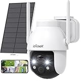 ieGeek 2K 3MP HD Überwachungskamera Aussen Solar, 360° PTZ Überwachungskamera Aussen Akku, 2.4GHz WLAN Kamera mit PIR Bewegungsmelder,Farb-Nachtsicht, 2-Wege-Audio, IP65