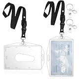2 Stück Ausweishülle mit Lanyard,Durchsichtige Kartenhülle,Badge Holder Karten für Ausweishalter,ausweishüllen,Scheckkartenhülle (2 Pcs Lanyard)