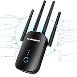 WONLINK WLAN Verstärker, 1200Mbit/s WLAN Repeater für zu Hause Dualband WiFi Verstärker mit LAN/WAN Port, 4 Antennes, WPS, Signalstärkeanzeige, WiFi Booster von Mehrere Funktionen, EU Plug, Schwarz