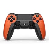 NK Wireless Controller für PS4 / PS3 / PC/Mobile - Wireless Controller mit Dualshock, 6-Achsen-Erkennungsfunktion, LED-Licht, Touchpanel, Kopfhörerbuchse, inkl. Ladekabel - Orange