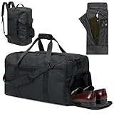 GARPROVM Reisetasche Anzugtasche, 4 in 1 Umwandelbar Kleidertaschen mit Schuhfach Abnehmbar Anzugsack Faltbar Handgepäck Rucksack, Wasserdicht Wochenende Kleidersack Tasche für Damen und Herren