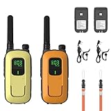 Radioddity PR-T3 Walkie Talkie PMR446 Funkgerät VOX mit 16 Kanäle Taschenlampe 4KM Reichweite Aufladbar Akkus für Abenteuer, Outdoor, Camping, 2 Stücke(Orange & Gelb)