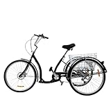 WINPANG Dreirad für Erwachsene, 26 Zoll 6-Gang Tretfahrrad mit Einkaufskorb 3 Räder Fahrrad Erwachsene Outdoor – Hochwertiger Stahlrahmen für Senioren