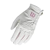 Wilson Feel Plus Damen-Handschuh, Zuverlässiger Grip, Hervorragendes Feuchtigkeitsmanagement, Verbesserte Flexibilität, Linkshänder, Weiß, Größe L
