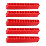 Uadme Bit Aufbewahrung, 5 Stück 12 Löcher Bit Organizer Streifen Bithalter Schraubendreher Sechskantschaft Kartenhalter Kunststoff-Schraubendreherkopf-Aufbewahrungskoffer, Rot