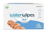 WaterWipes plastikfreie, originale Reinigungstücher für Babys, 720 Stück (12 Packungen), 99,9 % wasserbasierte Reingugnstücher, unparfümiert für empfindliche Haut