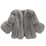 TTFDJG Kunstpelz Mantel Kuscheljacke Damen Flauschig Teddy Winterjacke Fell Teddyjacke Lang Teddyfleece Jacke Hoodie Plüschjacke Wintermantel Kurz Felljacke Sherpa Fleece Frühlingsmantel Grau M