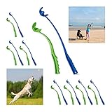 Relaxdays Ballschleuder für Hunde, 2er Set Ballwerfer, Wurfschleuder für Tennisbälle, Wurfarm, Hundespielzeug, blau/grün, 2er Pack