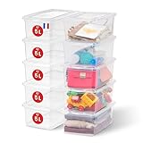 Iris Ohyama Vielseitige Aufbewahrungsboxen, 5L, 10er-Set, Transparent, Deckel leicht schließbar, Stapelbar, Für Schrank, Regale, Klassenzimmer, Organisation, Spielzeug, Kunstbedarf, Schuhe, CNL-5