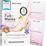 Grace & Stella Preisgekrönte Fußmaske, Hornhaut Socken mit Aloe Vera, Unparfümiert Feuchtigkeitsspendende Fussmaske, Anti-Hornhaut Socken, Fußpeeling für Trockene, Rissige Füße (2er-Pack, Lavendel)