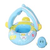 Qfdiwr Schwimmring für Babys mit Sonnenblende – Schwimmhilfe für junge Kinder mit Baldachin, Sonnenschutz Wasserring für Kinder mit Sitz für 6-36 Monate, Jungen und Mädchen, Sommer, Wärme im Freien