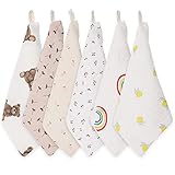norinori Musselin Waschlappen 6 Stück - Neugeborene Musselintücher 100% Weiche Baumwolle Mehrzweck Baby Gesichtstüche 25x25 cm Kinder Badetuch für Jungen und Mädchen