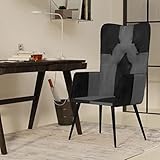 Tonture Echtleder Ohrensessel Schwarz Grau, Modern, Gepolstert, Bequem, für Wohnzimmer Schlafzimmer Lounge, Lesesessel Indoor, 55x41x97cm