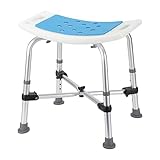Izrielar Duschhocker Duschstuhl für Senioren, Badhocker Höhenverstellbar 38-54cm, Aluminium Badsitz Duschhilfe mit Doppelt Verstärkter Querbalken und Kissen, Anti-Rutsch, bis 180kg