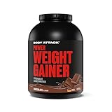 Body Attack Weight Gainer - Chocolate - 4,75 kg - Produkt der Kölner Liste - 100% Masseaufbau, Kohlenhydrat-Eiweißpulver zum Muskelaufbau mit Whey-Protein, ideal für Hardgainer