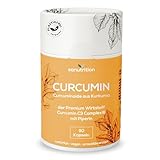 Premium Curcumin | Curcumin C3 Complex® | 210 mg pro Kapsel | 95% Curcuminoide | 90 Kapseln | Kurkuma Kapseln | verbesserte Bioverfügbarkeit mit Piperin | In der Papierdose