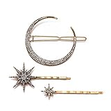 Suoirblss Haarspangen für Damen, Legierung, Strass, Mond, Schneeflocke, Stern, Haarspangen, Haarstyling-Zubehör, 3 Stück