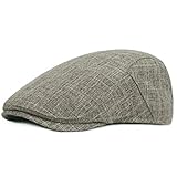 KeepSa Herren Rein Hanf Flatcap Gatsby Ivy Irish Hat Newsboy Schirmmütze