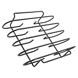 ifundom BBQ -Tools Vertikale Braten Gitter im Freien Gestell Rippenregal für Grill Nicht-Stick-Edelstahl-Rippenregal Grillenrippenständer Rib-Rack für Grill Rostfreier Schwarz
