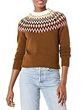 Amazon Essentials Damen Soft-Touch-Pullover mit Rundhalsausschnitt und Fair-Isle-Muster, Mittel Braun Norweger, S