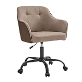 SONGMICS Homeoffice Stuhl, Drehstuhl, Schreibtischstuhl, höhenverstellbar, bis 110 kg belastbar, atmungsaktiver Stoff, für Arbeitszimmer, Schlafzimmer, braun OBG019K01