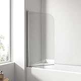 EMKE Duschwand für Badewanne 70x140 cm, Badewannenaufsatz Faltbar Badewanne Duschwand, Duschtrennwand für Badewanne Badewannenfaltwand 6 mm Sicherheitsglas Duschabtrennung Badewanne
