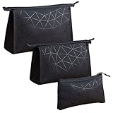 Kosmetiktasche mit Reißverschluss Leichte Kulturtasche Schminktasche wasserdichte Kulturbeutel Kosmetik Organizer Kosmetiktasche Klassische Reisekosmetiktasche für Flugreise, Badezimmer, 3 Stück