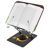 Buchständer zum Lesen, Verstellbarer Holz-Buchhalter Leseständer, Faltbar Buchhalter, 360° drehbare Basis, leicht für Büro, Küche, Schule, Lehrbuch, Rezept, Zeitschrift, Kindle, Tablet