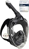 CRESSI Bali Full Face Mask Black/Grey L/XL-Tauchermaske Vollmaske Ultra Klare Polycarbonat Linse, 100% Silikon, Schnorchel Float Ventil, Kamera Halterung, Schwarz/Grau, L/XL, Erwachsene