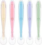 Vicloon Babylöffel, 5 Stück Baby Fütterlöffel aus Extra Weich Silikon, BPA Frei, Breilöffel Lang, Säugling Beikost Esslöffel für Baby & Kleinkind Säugling Kinder ab 4 Monate-Macaronfarben