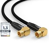 SAT Kabel 5m Satellitenkabel SAT TV Antennenkabel Digital Koaxialkabel Coaxial Internet 2x F-Stecker 90° Grad Gewinkelt Winkelstecker Router Modem Anschlusskabel HD 4K UHD DVB-S DVB-S2 Schwarz,