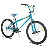 Hiland 24 Zoll Kinderfahrrad für Jungen und Mädchen, Jugendliche BMX, Freestyle, 2 Stahl Pegs, Kettenschutz, Freilauf Schwarz Blau