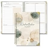 BIROYAL Undatierter Wochenplaner | Terminplaner A5 | wöchentlicher Terminkalender mit To-Do-Liste, großem Notizfeld | 52 Blatt Terminplaner auf Deutsch Ringbuch mit Hardcover | Tintenwäsche