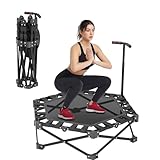 RDTOK Fitness Trampolin, Klappbares Mini Trampolin Indoor 106cm mit 3-Fach Höhenverstellbarem Griff, Extra Stabiler X-Rahmen 275kg Tragkraft Trampoline