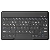 EasyAcc Deutsche Bluetooth Tastatur für iPad Air/iPad Pro/iPad 10/10.2/9.7 / iPhone/Samsung/Android, Wiederaufladbar, QWERTZ, Tragbare Kabellose, Ultra-dünn, Schwarz