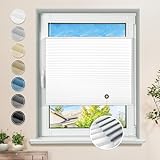 Plissee ohne Bohren Verdunkelung Klemmfix Weiß 90x120cm Thermo Plissees 100% Verdunklung Rollos für Fenster & Tür Verdunklungsplissee ohne Bohren Sichtschutz und Sonnenschutz