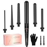 Lockenstab Große und Kleine Locken Set - 6 in 1 Mit Verschiedenen Aufsätzen Antistatische Keramik Turmalin Beschichtung Welleneisen für Beach Waves