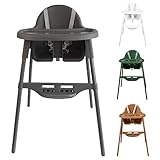 YALION kinderhochstuhl Hochstuhl Baby Kinderstuhl mit Tablett- Höhenverstellbarer Baby Chair Kinder Essen Stuhl ab 6-36 Monaten (max. 15 kg)-Grau
