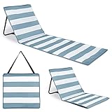 just be. Sonnenmatte für den Strand, faltbar, leicht, tragbar, verstellbare Sonnenliege mit Rückenlehne und Tasche für Wertsachen für Urlaub, Garten, Camping, Park, Festivals Dunkelgraue Streifen