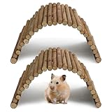 Godneei 2er Set Weidenbrücke, Natürliches Zwerghamster Zubehör, Hamster Spielzeug, Schildkröten Gehege und Meerschweinchen Zubehoer, Flexibles Hasen Zubehör und Ratten Zubehör aus Holz, 23 x 12 cm