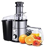 Scheffler Edelstahl-Entsafter für Obst und Gemüse, 1000W Zentrifugaljuicer mit 1L Saftkanne, 2 Geschwindigkeitsstufen, 73mm Füllöffnung